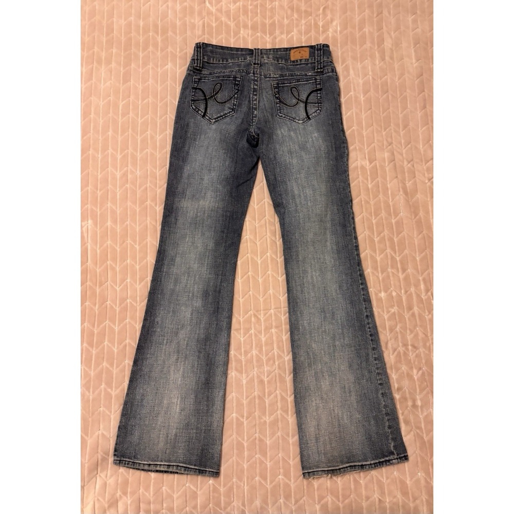 Hydraulic Low Rise Wide Leg Flare Jeans Sz 9/10 Cyber Y2K Whiskered Denim